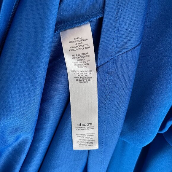 Chicos Blue Sleeveless High-Low Dress Crochet Neckline Size 1 Elegant Design - Picture 7 of 10